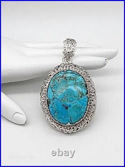 New Turquoise Designer Marked Beria Balinese Style Sterling Silver 925 Pendant