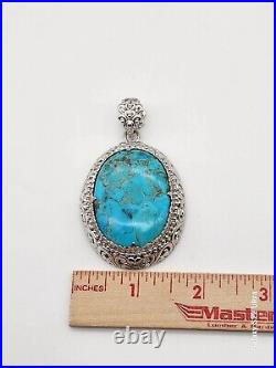 New Turquoise Designer Marked Beria Balinese Style Sterling Silver 925 Pendant