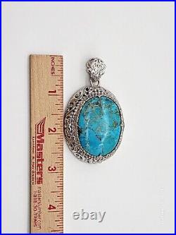 New Turquoise Designer Marked Beria Balinese Style Sterling Silver 925 Pendant