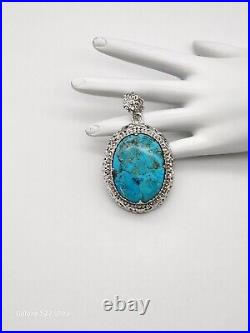 New Turquoise Designer Marked Beria Balinese Style Sterling Silver 925 Pendant