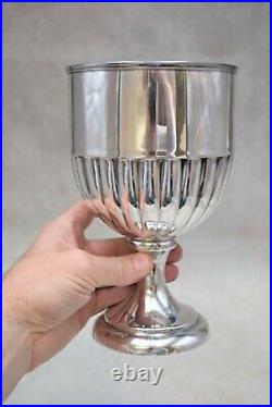 + Nice Large Sterling Silver Goblet Chalice + Marked 925 + 8 3/8 ht (CU262)