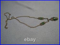 Nice Vintage Art Deco Style German Necklace with Green stones Marked Sterling