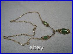 Nice Vintage Art Deco Style German Necklace with Green stones Marked Sterling