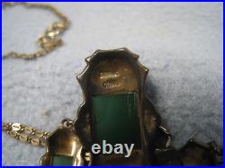 Nice Vintage Art Deco Style German Necklace with Green stones Marked Sterling