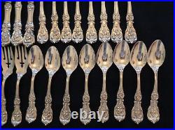 OLD MARK+H REED & BARTON FRANCIS I STERLING SILVER 32pc for8 FLATWARE SET+CHEST
