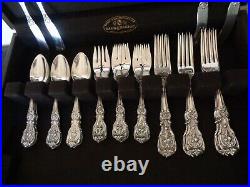 OLD MARK+H REED & BARTON FRANCIS I STERLING SILVER 49pc FOR 8 FLATWARE SET CHEST