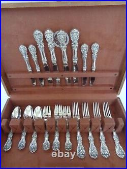 OLD MARK REED & BARTON FRANCIS I STERLING SILVER 20pcs FOR 4 FLATWARE SET&CHEST