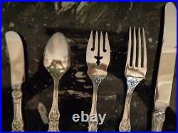 OLD MARK REED & BARTON FRANCIS I STERLING SILVER 40pc FOR 8 FLATWARE SET W CHEST