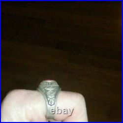 OLD VINTAGE MARKED Sterling Silver with stone 1976 Jones Fork E Mens Class Ring