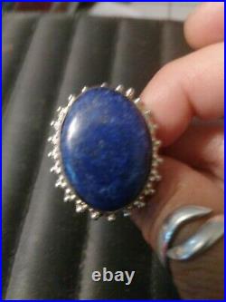 ON SALE NOW! Vintage But New Lapis Lazuli Sterling Silver Ring Marked 925