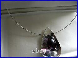 OOAK? 24g sterling silver 925 Mexico Eagle Mark 23 amethyst gem choker necklace