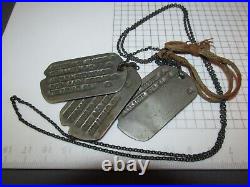ORIG set of 3 WWII Army Dog Tags FCC MARKED Sterling Silver J-Hook Chain T-42,44