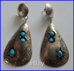 Old Mark VAL TSOSIE Sterling Silver Turquoise Native American Navajo Earrings