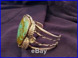 Old Pawn Navajo Sterling Silver Royston Turquoise Cuff Bracelet Heavy marked PP