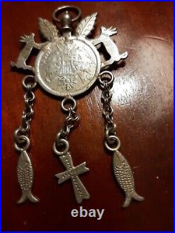 Old sterling silver Coin 1866 pendant from Guatemala marked 925