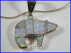 Opal Inlay Reversible Sterling Silver Arrow Bear Pendant Marked Sterling Ss