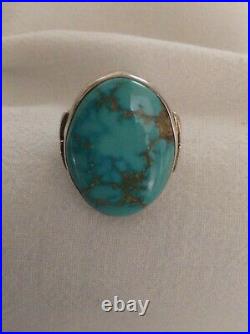 Orville Tsinnie Navajo sterling silver turquoise ring, marked