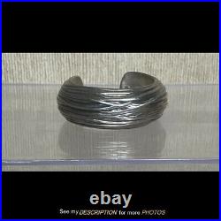 PAZ Creations Sterling Silver Wide Band Cuff Bracelet Ruffled Organic Marked PZ