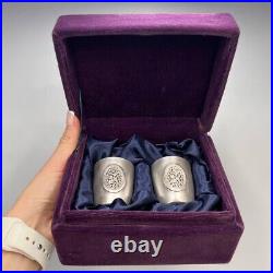 Pair of Antique 925 Sterling Silver Engraved Marked Mugs in 80 Gram Organic Box