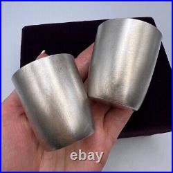 Pair of Antique 925 Sterling Silver Engraved Marked Mugs in 80 Gram Organic Box