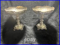 Pair of German Marked. 800 Sterling Silver Heavily Decorated Tazza 684 Grams