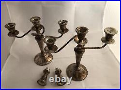 Pair of Plain Sterling Convertible 3/1 Candelabras Marked International Silver