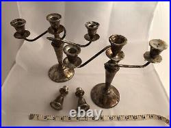 Pair of Plain Sterling Convertible 3/1 Candelabras Marked International Silver