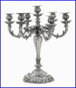 Pair silver antique candelabra, Fascist marked