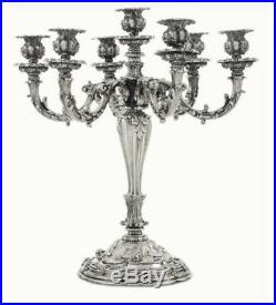 Pair silver antique candelabra, Fascist marked