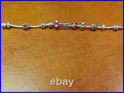 Pandora Sterling Silver Charm Bracelet With 12 Charms All Marked 925 ALE