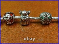 Pandora Sterling Silver Charm Bracelet With 12 Charms All Marked 925 ALE