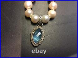 Pearl Necklace with gold clasp and sterling pendant marked Danuta