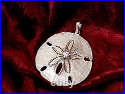 Pendant, 33mm Sand Dollar. 925 Silver with 4 mm CZ, Large Bail, Quality Work