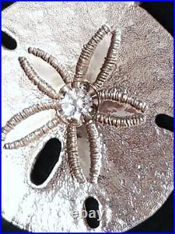 Pendant, 33mm Sand Dollar. 925 Silver with 4 mm CZ, Large Bail, Quality Work