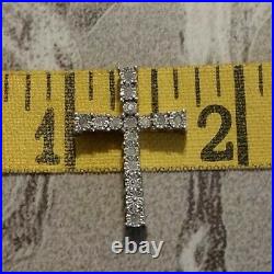 Pendant Cross 10k Yellow Gold Over 925 Sterling Silver Marked Diamonds Round 1