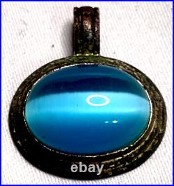 Pendant for Necklace Sterling Silver Marked 925 Cabochon Blue Sapphire Stone VTG