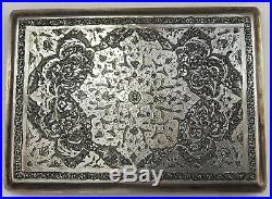 Persian Antique Solid Silver Cigarette Case, Engraved By Parwaresh, Marked 84
