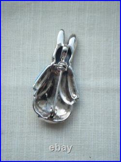 Peter Rabbit blue enamel sterling silver brooch pendant Marked'STERLING