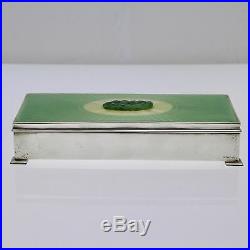 Picard Jade & Guilloche Sterling Silver Jewelry Box Fully Marked 1930 Art Deco