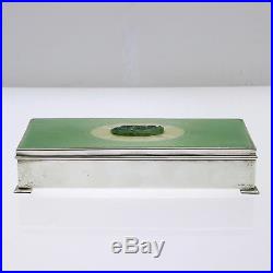 Picard Jade & Guilloche Sterling Silver Jewelry Box Fully Marked 1930 Art Deco