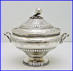 Portuguese Solid Silver Tureen Covered Dish Marked Oporto Figural Pear Finial