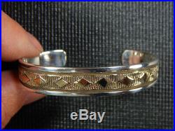 Pre-Owned Navajo Bruce Morgan 14K Gold & Sterling Cuff Bracelet Signed Marked