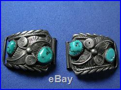 Pre-Owned Navajo Sterling Silver Turquoise Watch Cuff Tips Marked Signed A