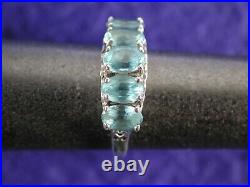 Pre-Owned Women's Sterling Silver 5 Oval Aquamarine Stones Size 7 Marked