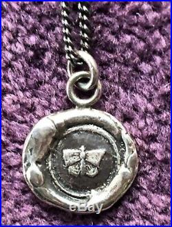 Pyrrha Sterling 925 Butterfly Oval Talisman Pendant on 18 Pyrrha Chain, Marked
