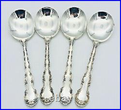 Qty 4 Gorham Strasbourg Sterling Silver Round Bowl Soup Spoons 6-1/4 Old Mark