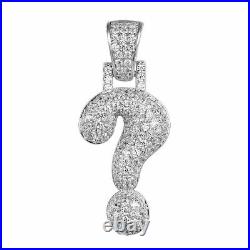 Question Mark Shape 2Ct Round Cut Simulated CZ 925 Sterling Silver Pendant