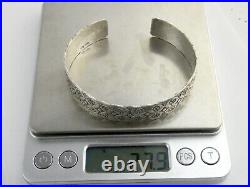 R Cross D Artisan Sterling Silver Tooled Design Cuff Bracelet 27.5g 7.75 Inches
