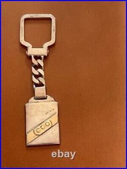 RARE VINTAGE STERLING SILVER KEYCHAIN with 750 marked gold band 1970's