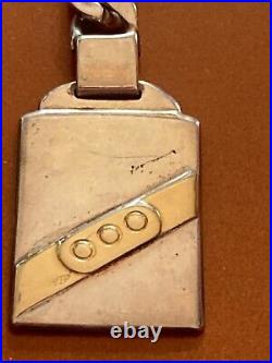 RARE VINTAGE STERLING SILVER KEYCHAIN with 750 marked gold band 1970's